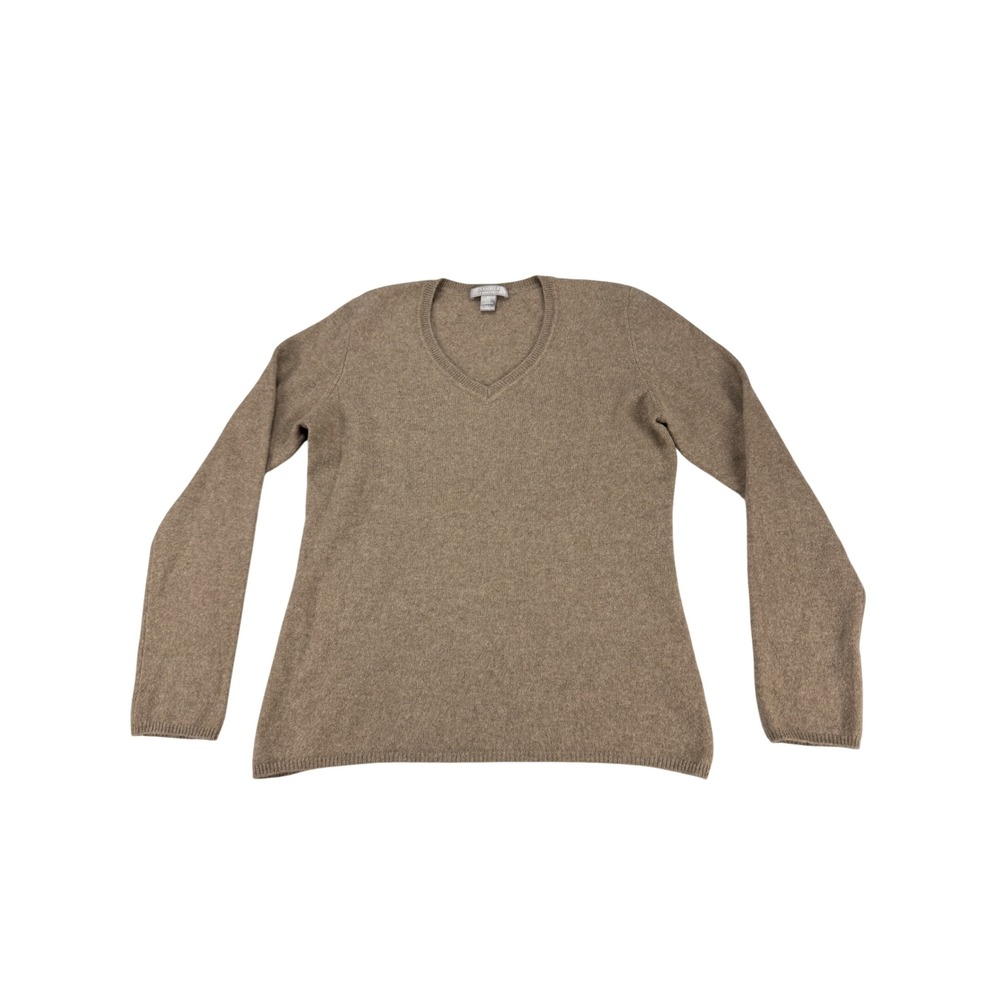 Charter Club Cashmere Sweater Womens Medium Brown V-Neck 2-Ply Knit Long Sleeve